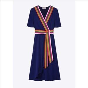 Tory Burch Peggy Wrap Dress in Navy, Size 8
